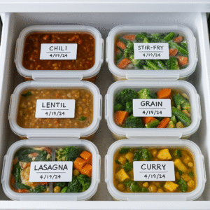 steps to prepare and freeze meals in individual container