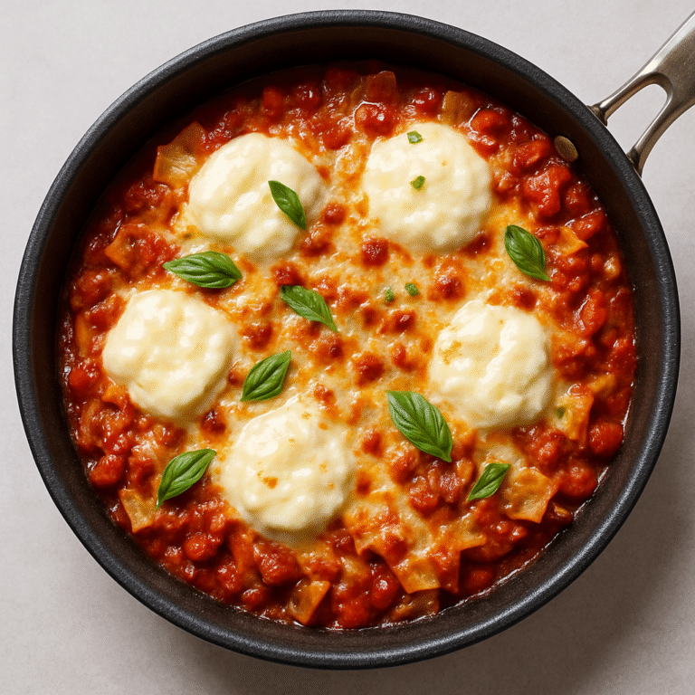 Step-by-step collage showing how to make practical skillet lasagna: cooking pasta, browning meat, adding sauce, and melting cheese in one pan.